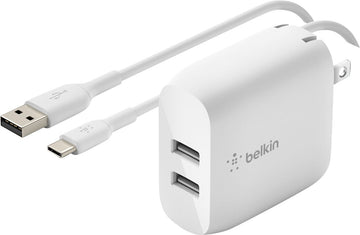 Belkin BOOSTCHARGE Dual USB-A Wall Charger 24W + USB-A to USB-C Cable